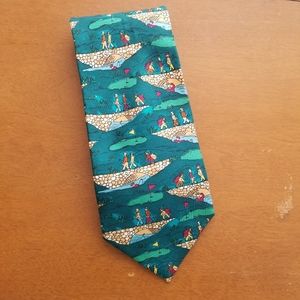 3/$18 PIVOT RULES  SILK TIE Necktie Teal Golfers